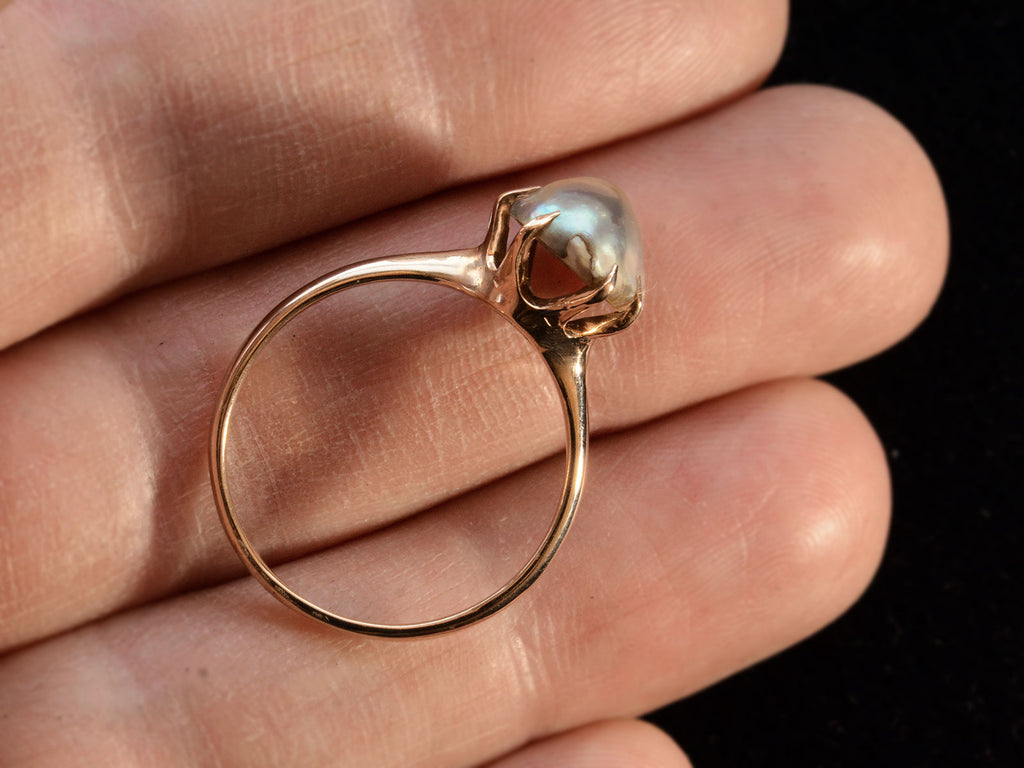 c1900 Blister Pearl Ring (on hand for scale)