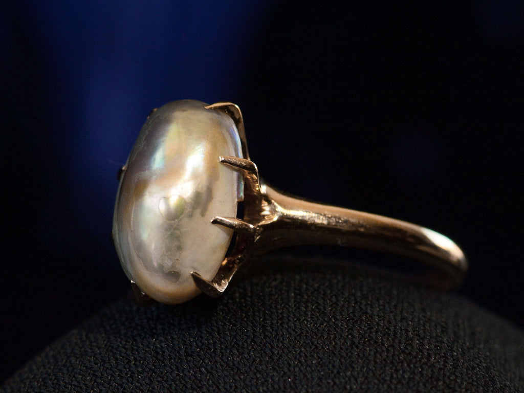 c1900 Blister Pearl Ring (right side view)