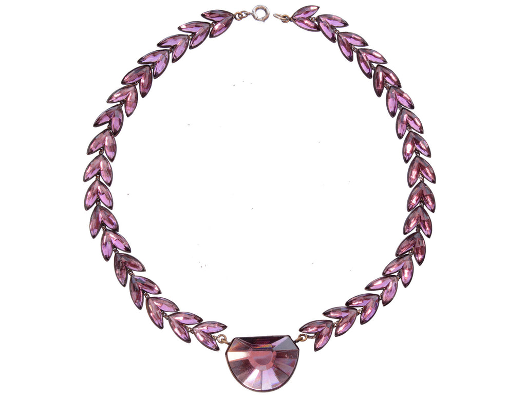 c1920 Czech Purple Glass Necklace (on white background)