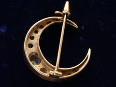 thumbnail of c1890 Rose Cut Diamond Crescent Brooch in Rose Gold (reverse side on dark blue background)