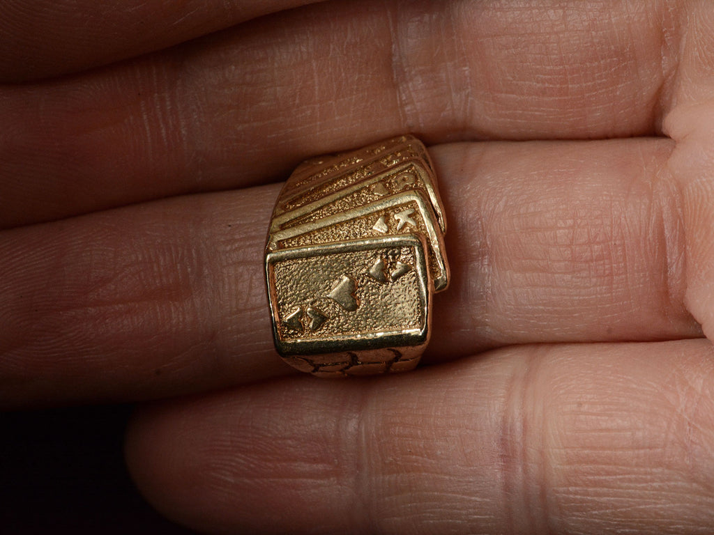 c1990 Royal Flush Ring (on finger for scale)