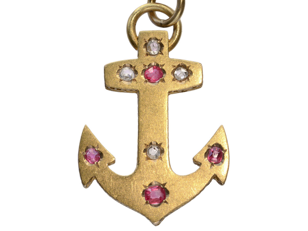 c1890 Ruby Anchor Necklace (on white background)