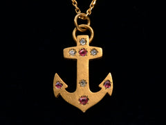 c1890 Ruby Anchor Necklace (on black background)