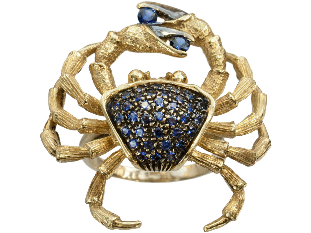 Vintage Sapphire Crab Ring (on white background)