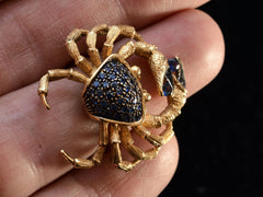 thumbnail of Vintage Sapphire Crab Ring (on finger for scale)