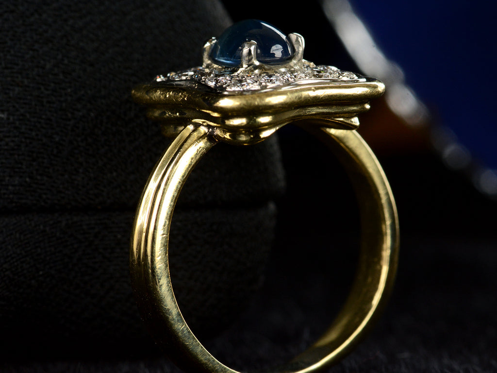 c1980 Sapphire & Diamond Ring (tilted profile view)