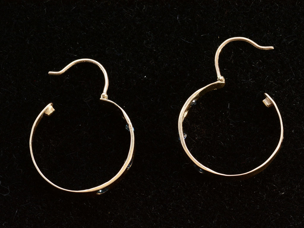 c1910 Sapphire Hoop Earrings (on black background)