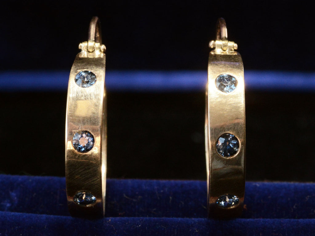 c1910 Sapphire Hoop Earrings (profile view)