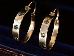 thumbnail of c1910 Sapphire Hoop Earrings (side view)