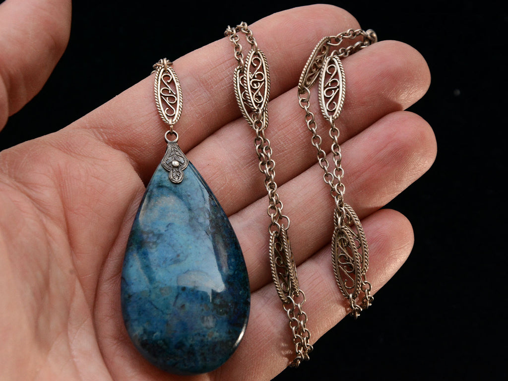 c1910 Sodalite Pendant (on hand for scale)