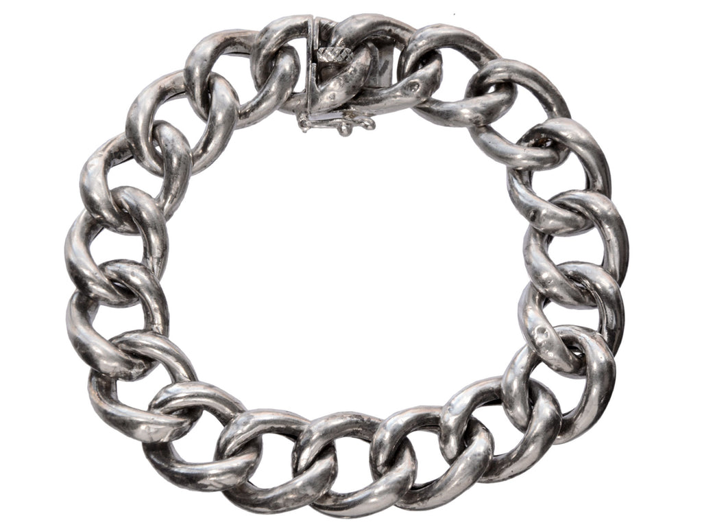 c1920 Silver Chain Bracelet (on white background)
