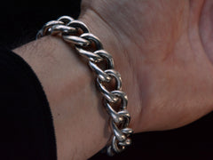 thumbnail of c1920 Silver Chain Bracelet (on wrist for scale)