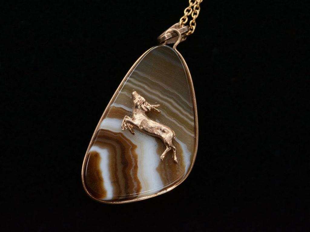c1970 Stag Agate Pendant (detail view of pendant)