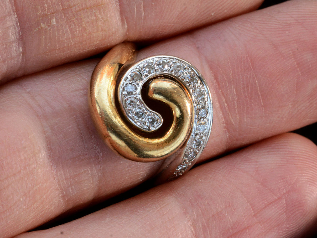 c1980 Diamond Spiral Ring (on finger for scale)