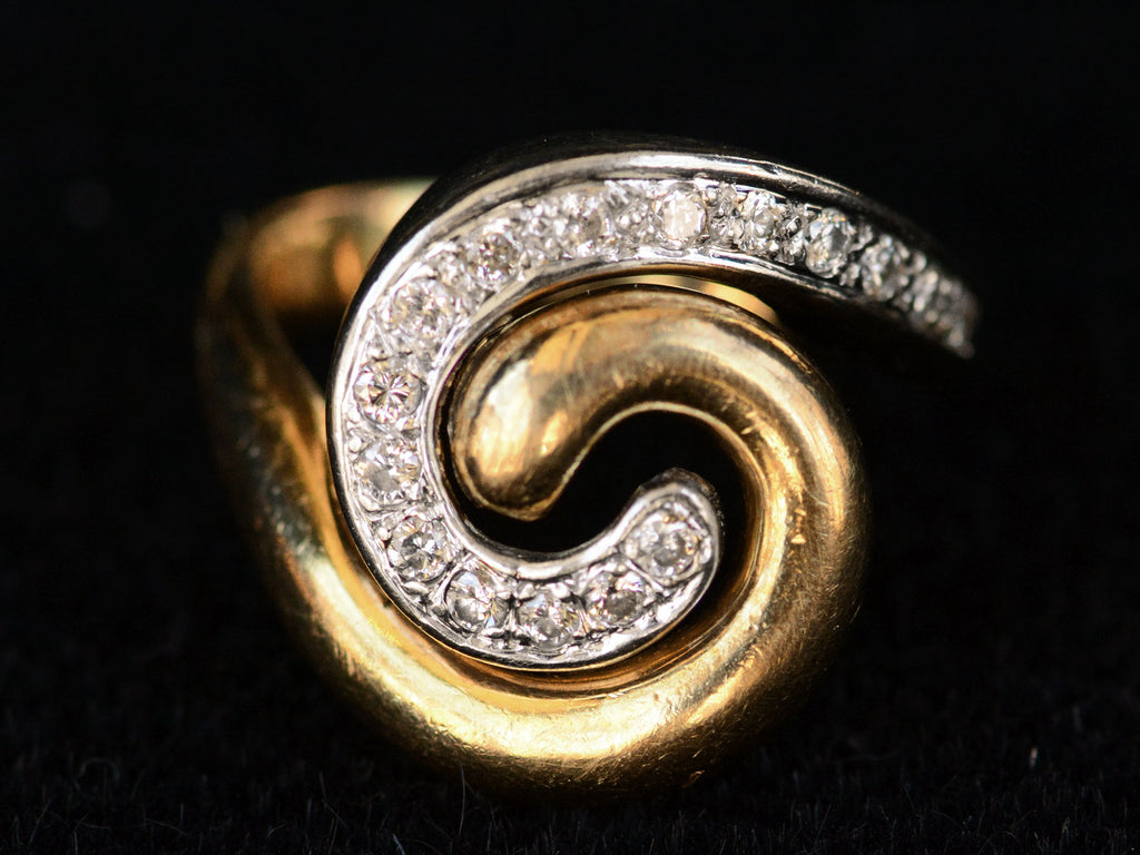 c1980 Diamond Spiral Ring (top view)