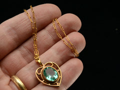 thumbnail of c1920 Deco Heart Necklace (on hand for scale)
