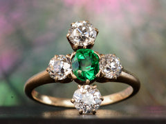 c1900 Tiffany Emerald Ring (on colorful background)