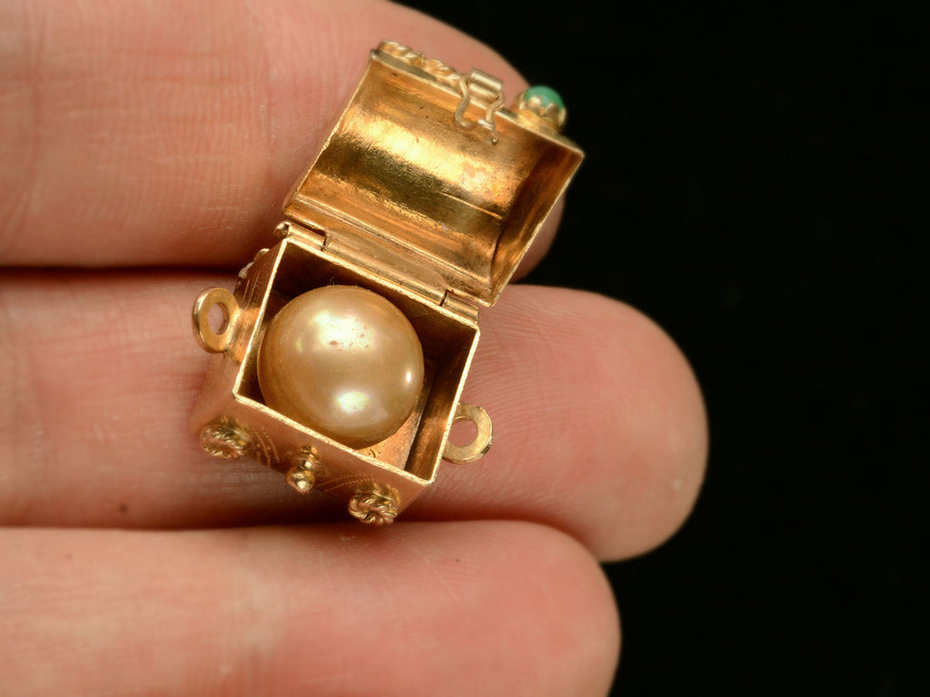 c1970 Treasure Chest Charm (shown open top view  on hand for scale)