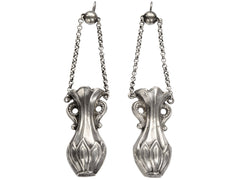 c1890 Silver Vase Earrings (on white background)