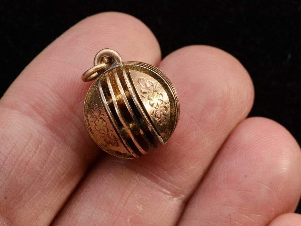 c1890 Victorian Ball Pendant (on hand for scale)