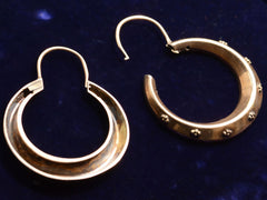 thumbnail of c1850 Victorian Hoop Earrings (showing reverse side and wire in open position)