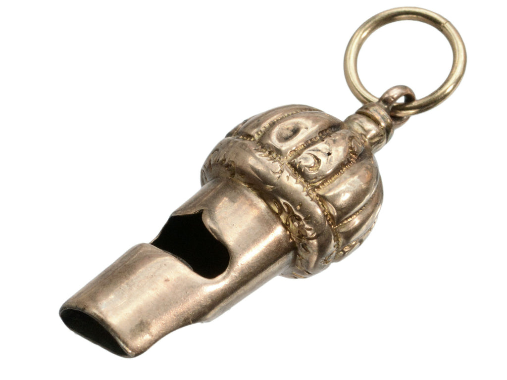 c1890 Gold Whistle Pendant (on white background)