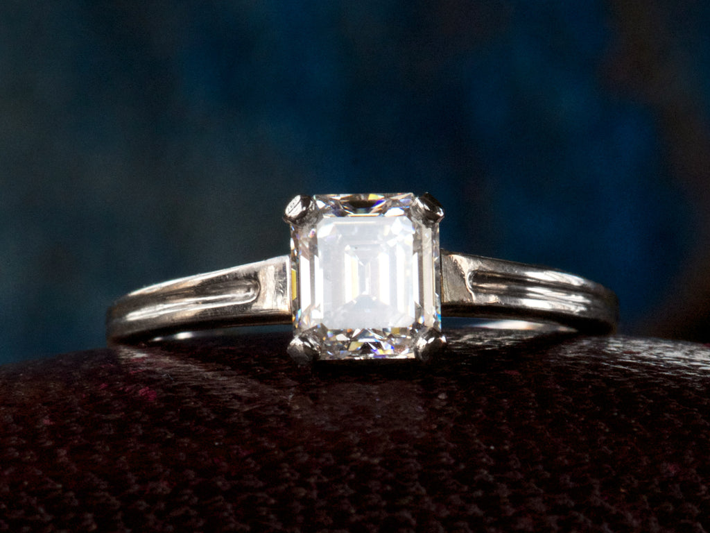 1940s Tiffany 0.88ct Emerald Cut (on black background)