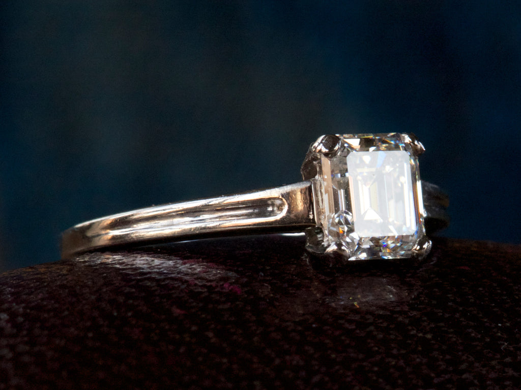 1940s Tiffany 0.88ct Emerald Cut (side view)