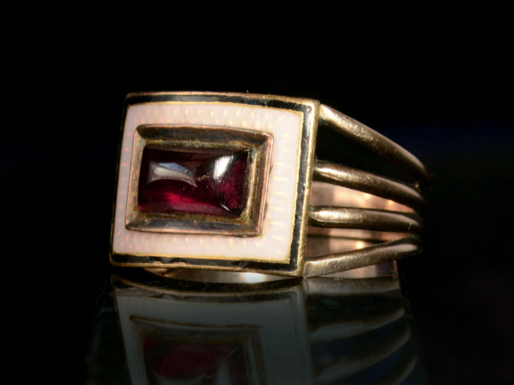 1806 Garnet Mourning Ring (side view)