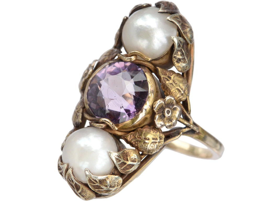 c1900 Arts & Crafts Pearl Ring (on white background)