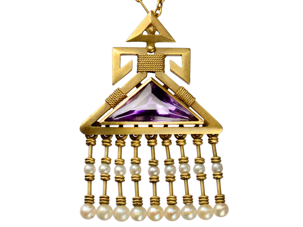 1910s Amethyst Pearl Necklace (on white background)