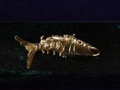 thumbnail of Vintage Gold Articulated Fish Charm (side view)