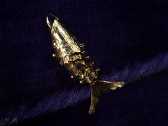 thumbnail of Vintage Gold Articulated Fish Charm (side view)