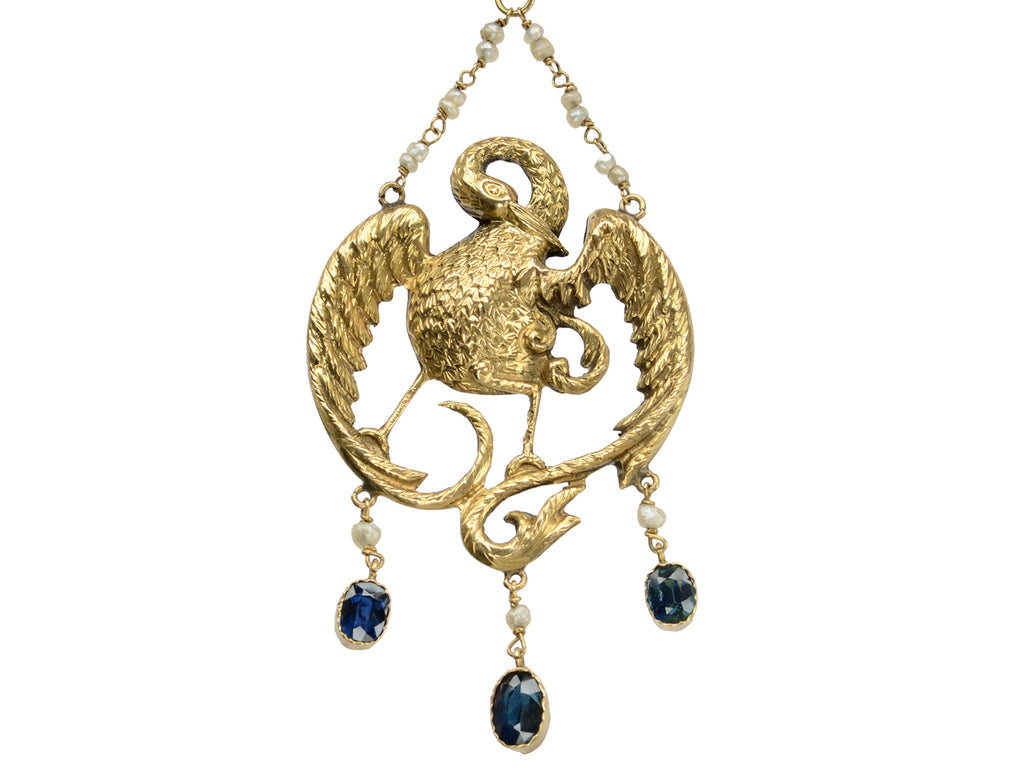 c1900 Austro-Hungarian Bird Pendant (on white background)