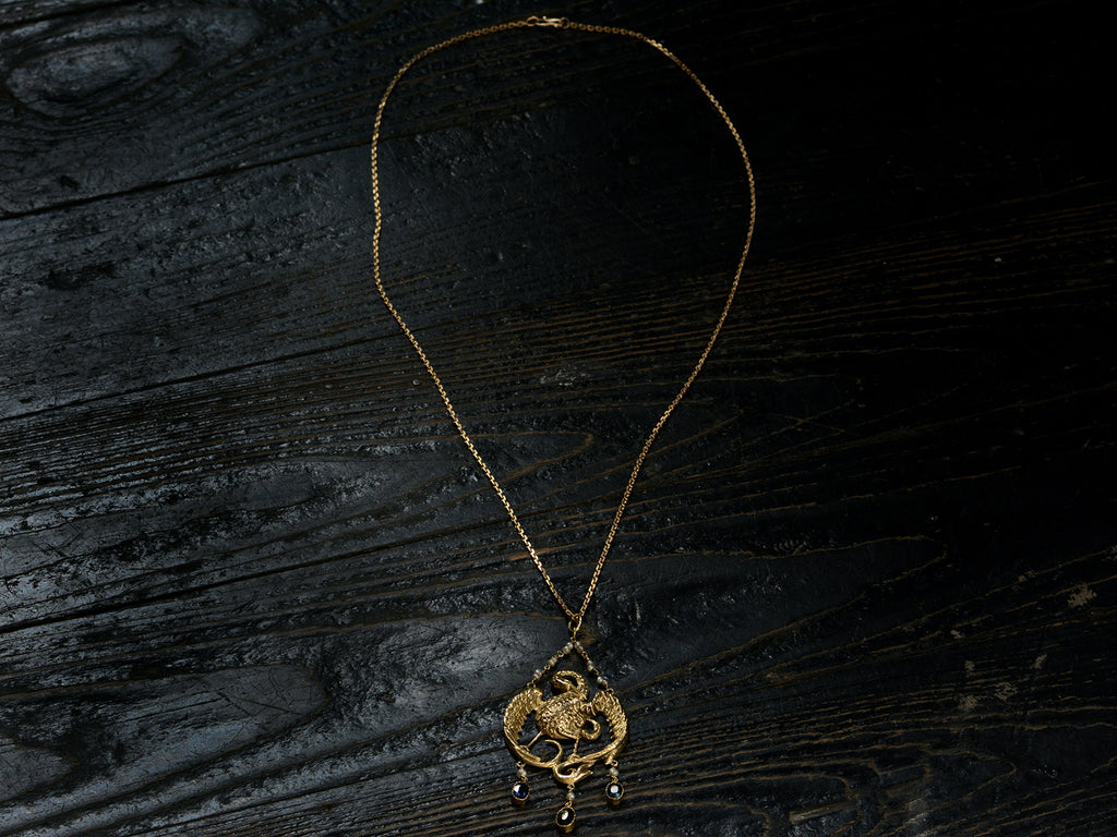 c1900 Austro-Hungarian Bird Pendant (pendant shown with chain)