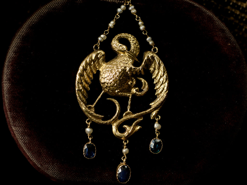 c1900 Austro-Hungarian Bird Pendant (detail view)