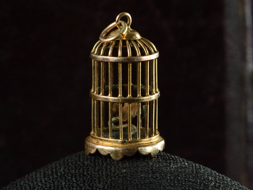1950s Gold Birdcage Charm (detail)