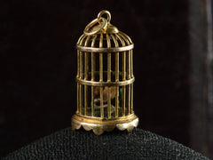 thumbnail of 1950s Gold Birdcage Charm (detail)