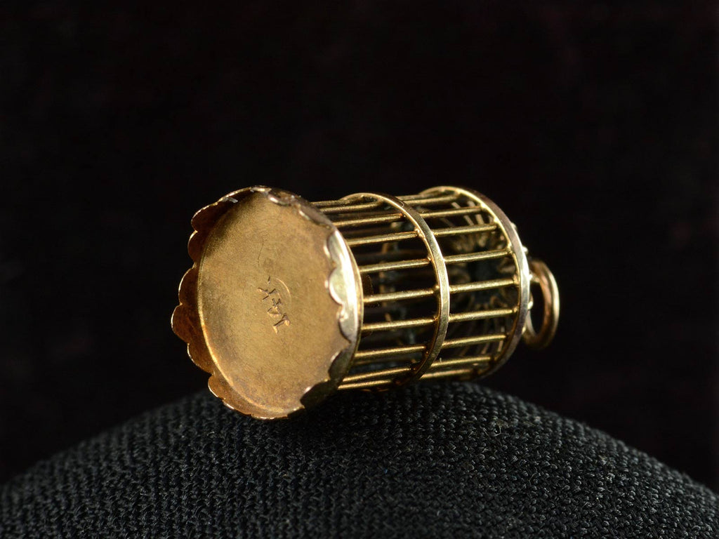 1950s Gold Birdcage Charm (side view)