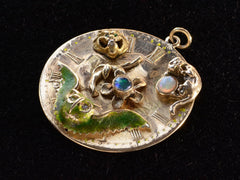 thumbnail of c1980 Gold Clock Pendant (side view)