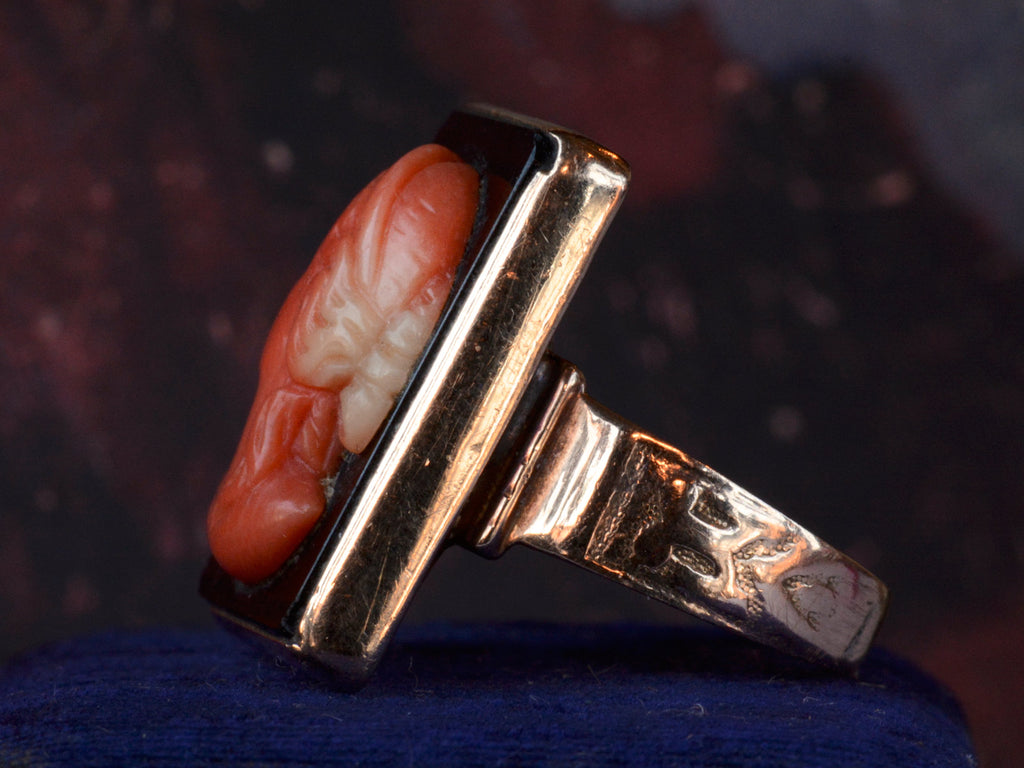 1890s Victorian Coral Cameo Ring