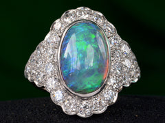 1940s Art Deco Opal and Diamond Ring