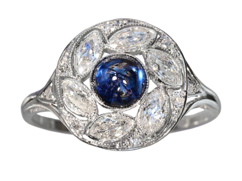 c1920 Deco Sapphire Ring (on white background)