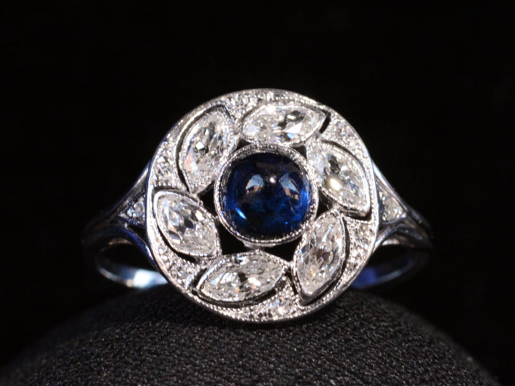 c1920 Deco Sapphire Ring (detail view)