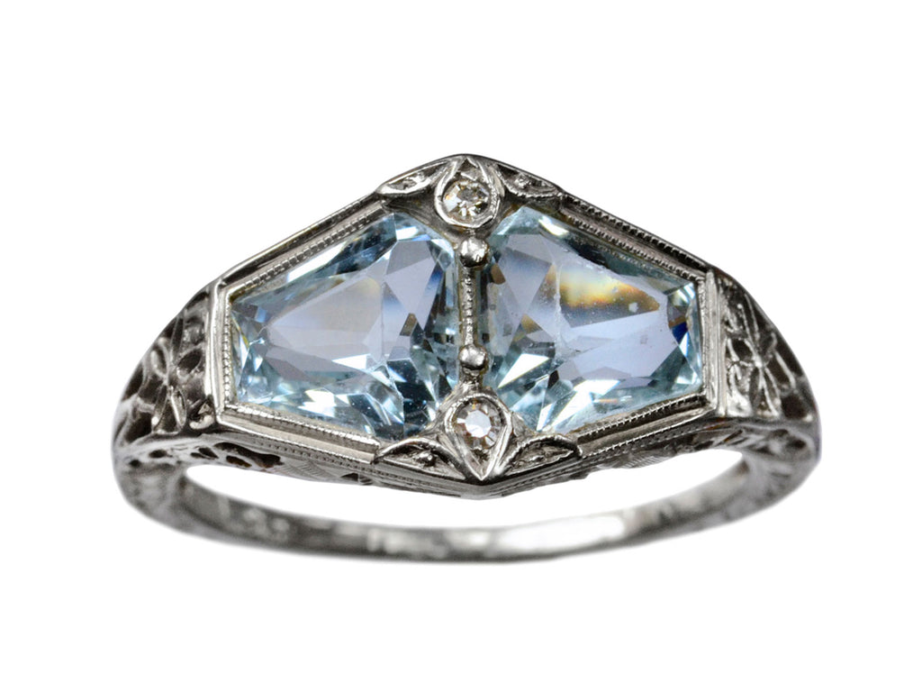 1930s Double Aqua Ring (on white background)