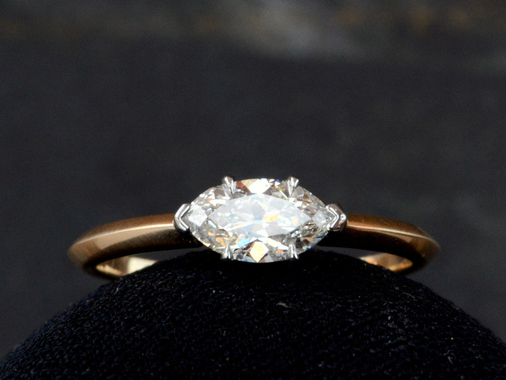 EB East-West 0.60ct Old Cut Marquise Diamond Engagement Ring