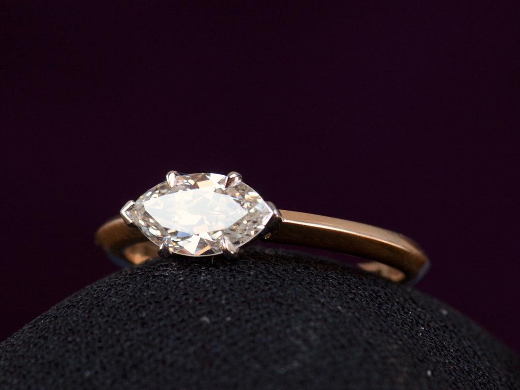 EB 0.79ct Old Cut Marquise Diamond Engagement Ring