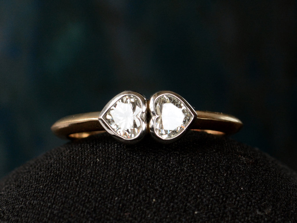 EB Modern Two Hearts Ring (detail view)