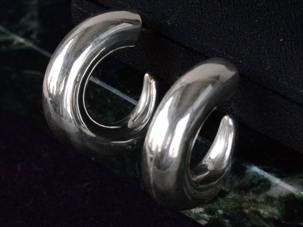 EB Horn Hoop Earrings (side view)