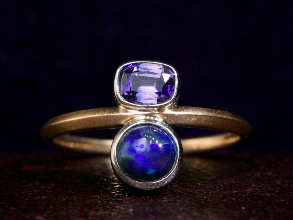 EB Black Opal & Sapphire Ring (inverted)